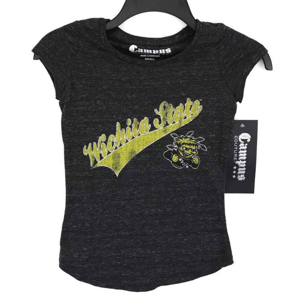 Campus Couture Wichita State T-Shirt Girls Small Charcoal WuShock Graphic Tee
